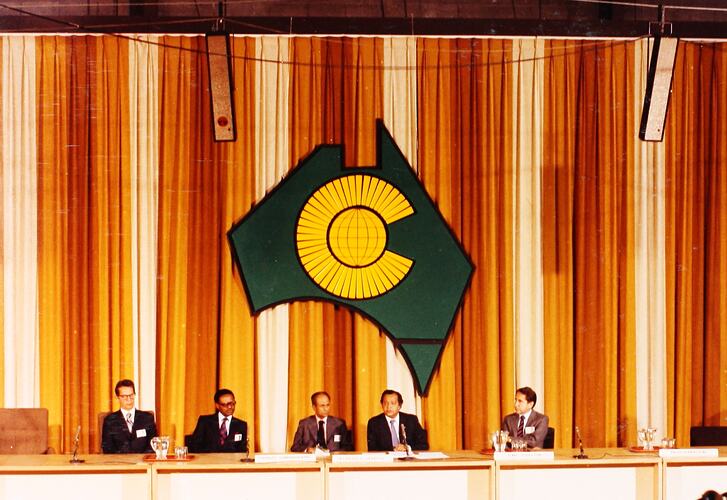 Photograph - Commonwealth Heads of Government Meeting, Media Theatre, Western Anenxe, Royal Exhibition Building, Melbourne, 30 Sep-7 Oct 1981