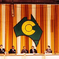 Photograph - Commonwealth Heads of Government Meeting, Media Theatre, Western Anenxe, Royal Exhibition Building, Melbourne, 30 Sep-7 Oct 1981