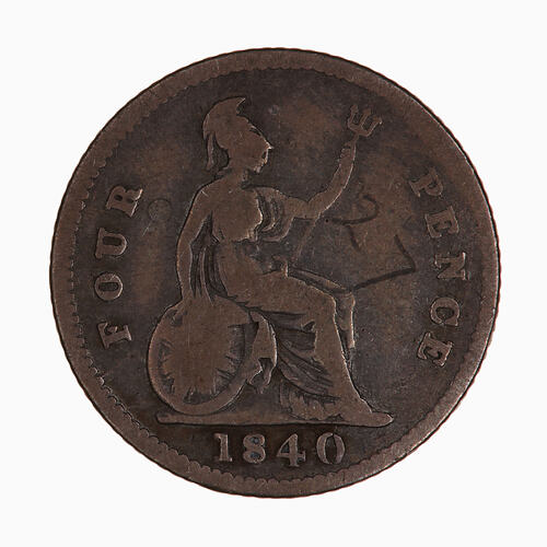 Coin - Groat, Queen Victoria, Great Britain, 1840 (Reverse)