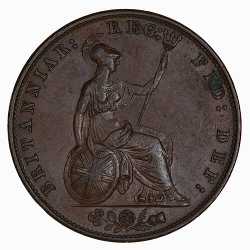 Coin - Halfpenny, Queen Victoria, Great Britain, 1859 (Reverse)