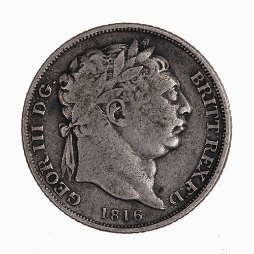 Coin - Sixpence, George III, Great Britain, 1816 (Obverse)