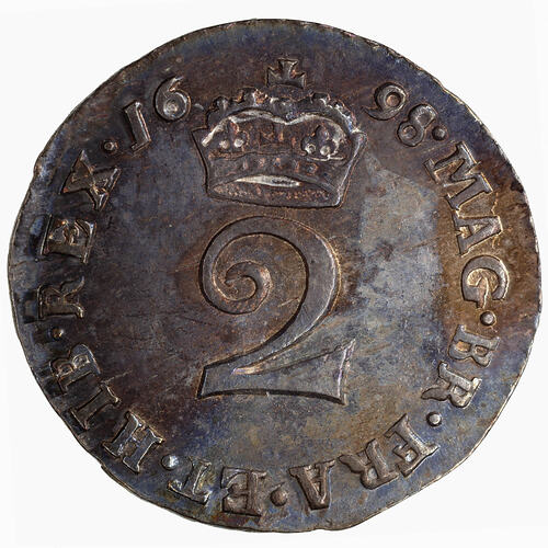 Coin - Twopence, William III, England, Great Britain, 1698 (Reverse)