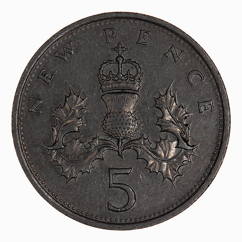 Coin - 5 New Pence, Elizabeth II, Great Britain, 1980 (Reverse)