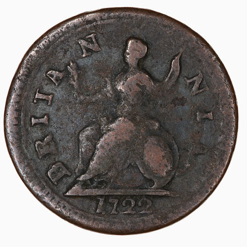 Coin - Farthing, George I, Great Britain, 1722 (Reverse)