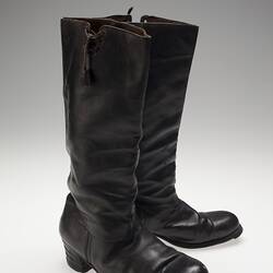 Boots - Ukrainian, Female, Black Leather, 1940s
