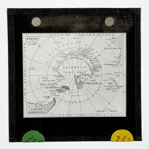 Lantern Slide - Chart Depicting BANZARE Australian Claims, Antarctica, 1929-1930
