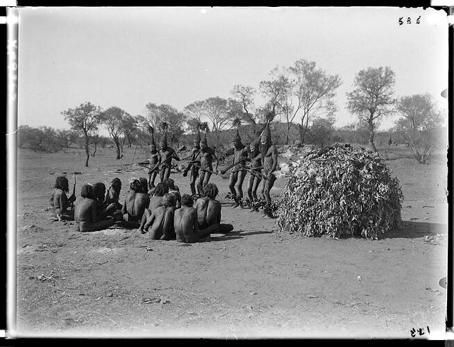 Arrernte men performing dances from the Tjitjingalla corroboree, Alice Springs, 27-30 April 1901