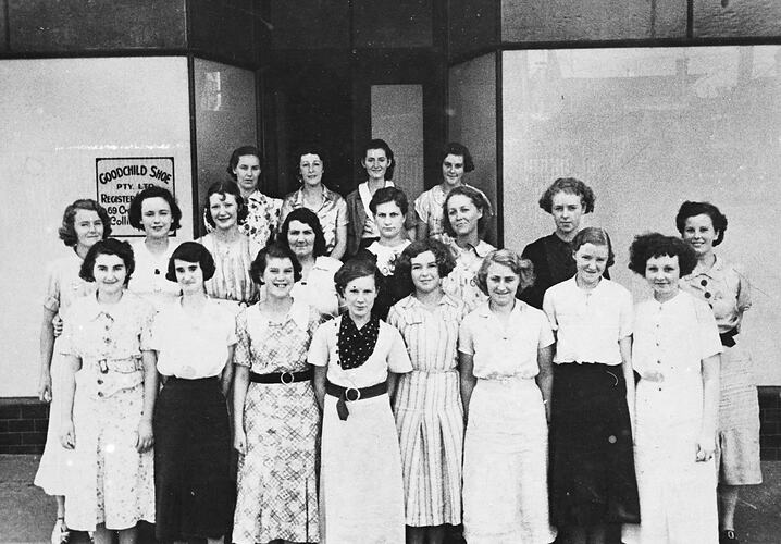Negative - Female Workers at Goodchild Shoe Pty Ltd, Geelong, Victoria, 1935