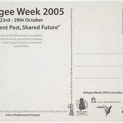 Postcard - 'Different Past, Shared Future', Refugee Week 23-29 Oct 2005