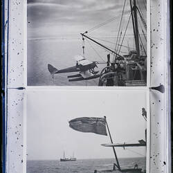 Glass Negative - Copy, Gipsy Moth A7-55 & Discovery II, Wyatt Earp, Ellsworth Relief Expedition, Antarctica, Jan. 1936