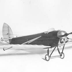 Black and white model aeroplane.