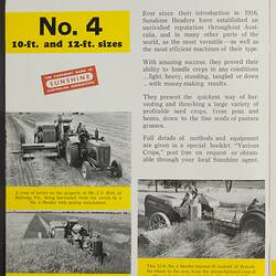 Publicity Brochure - H.V. McKay Massey Harris, No.4 and No. 6, Header Harvesters, 1953
