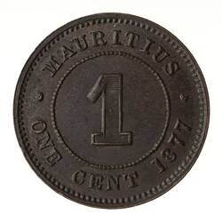 Coin - 1 Cent, Mauritius, 1877