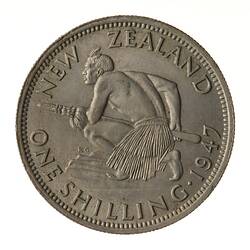 Coin - 1 Shilling, New Zealand, 1947