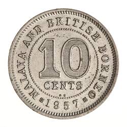 Coin - 10 Cents, Malaya & British Borneo, 1957
