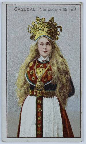 Card - National Costume, Sagudal (Norwegian Bride) Female, circa 1900