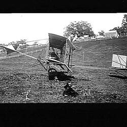 Negative - Side View of Completed Duigan Biplane on the Ground, Spring Plains, Mia Mia, Victoria, 1910-1911