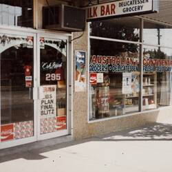 K & A Pappas, Australian & Continental Milk Bar Shopfront, Preston West, early 1980s