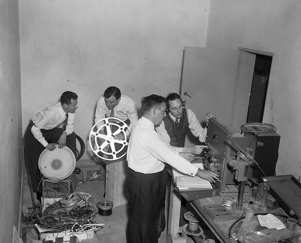 Four Men Installing Equipment, Broadcasting Studio, Melbourne, Victoria, 1956