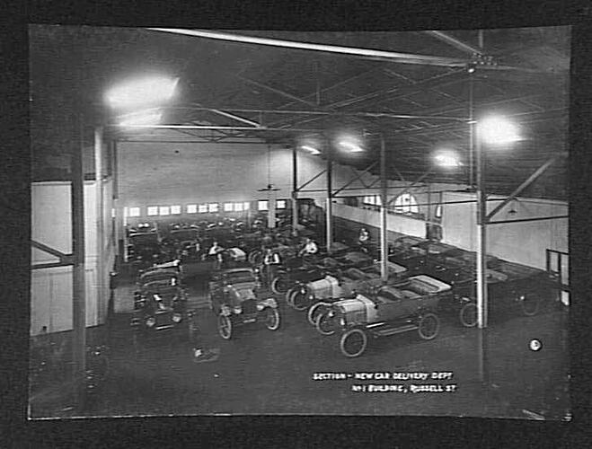 [The new car department, Russell Street, Melbourne, 1920.]