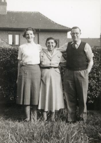 Mary Ward, James William Ward and his mother, Mattersey Thorpe, England, 1961