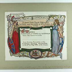 Invitation - Evening Reception, Opening Parliament of the Commonwealth of Australia, Melbourne, 9 May 1901