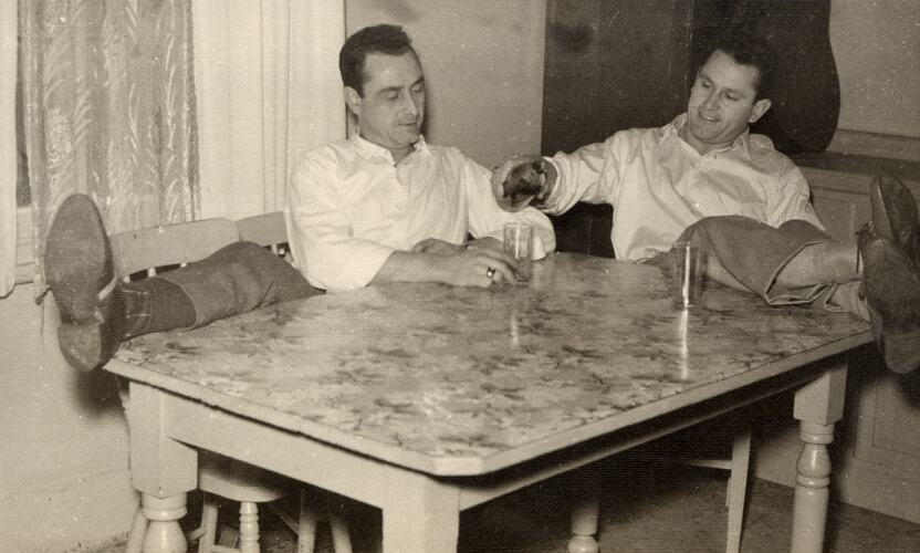 Ugo & Bruno Ceresoli Drinking In Apartment, Carlton, 1953