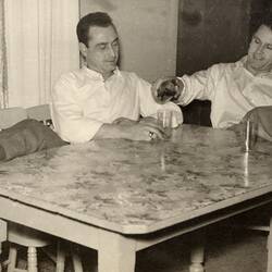 Digital Photograph - Ugo & Bruno Ceresoli Drinking In Apartment, Carlton, 1953