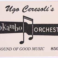 Business Card - Ugo Ceresoli's Mokambo Orchestra, circa 1980