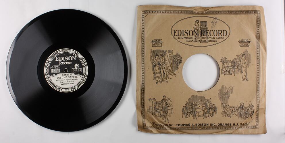 Disc Recording - Edison, Double-Sided, 'Explanatory Talk' & 'Voi Che Sapete', 1919-1929