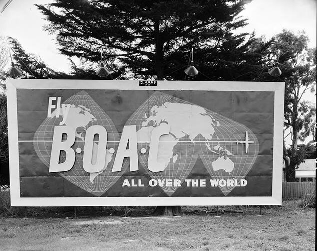 Clarke Advertising, British Overseas Airways Corp Billboard, Essendon, Victoria, 15 Sep 1959