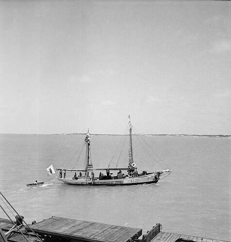 View of a fishing boat, Milingimbi, Northern Territory,  late 1920s-30s