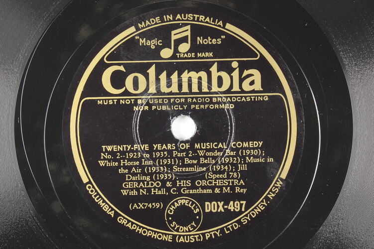 Disc Recording - Columbia, Double Sided, 'Twenty Five Years Of Musical Comedy', Parts 1 and 2, 1923-1935