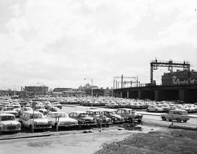 Negative Kings Parking Co Kings Bridge Car Park Melbourne Circa 1958