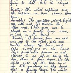 Document - Diana Craig, to Dorothy Howard, Description of Chasing Game 'French & English', 25 Mar 1955