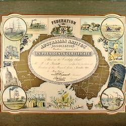 Certificate - Australian Natives' Association (ANA) Ex-President, P. J. Bennett, Hawthorn, 1901