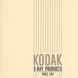 Price List - Kodak (Australasia) Pty Ltd, 'X-Ray Products', May 1966