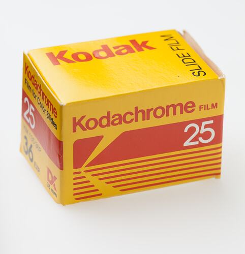 Yellow rectangular, Kodak branded cardboard box.
