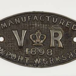 Rollingstock Builders Plate - Victorian Railways, Newport Workshops, 1898