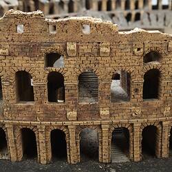 Model of Colosseum made of cork. Detail of external wall.