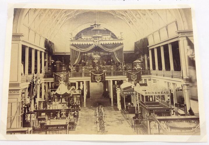 MM 143207, Photograph - German and British products (larger image), Melbourne Centenary International Exhibition, 1888 (ROYAL EXHIBITION BUILDING)