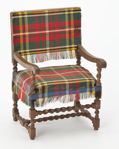 Toy tartan dining room chair from doll's house.