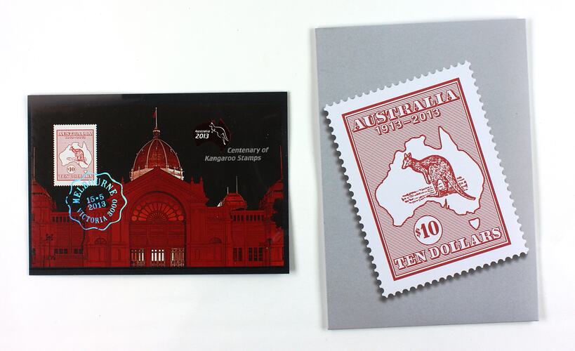 Miniature Sheet - Red, Centenary of Kangaroo Stamps, World Stamp Expo, Royal Exhibition Building, Melbourne, 10-15 May 2013