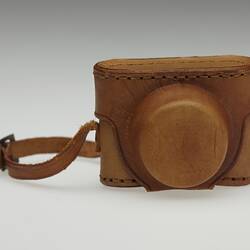 Brown camera case.