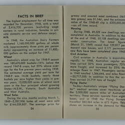 Open booklet, two white pages with black printing. Page 24 and 25.