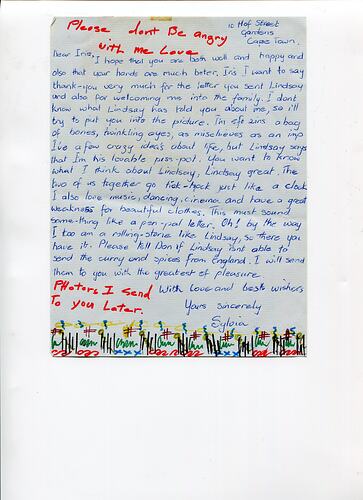 Letter - Sylvia Boyes To Iris, Cape Town, circa1969