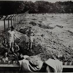 Photograph - RAAF Personnel, Digging Slit Trenches at Exhibition Building, World War II, Apr 1942