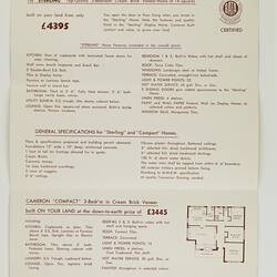 Brochure - John M. Cameron Display Homes, 'Sterling' & 'Cameron Compact'