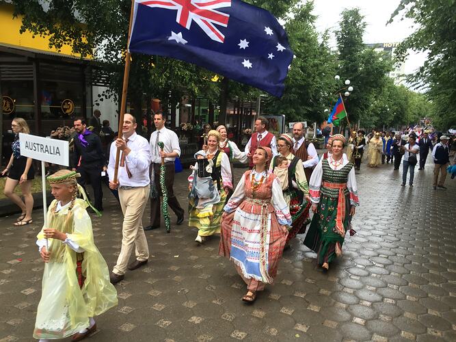 The Lost Clog Folk Ensemble Walking In A Parade, Saules Ziedas International Song Festival, Lithuania, 2015