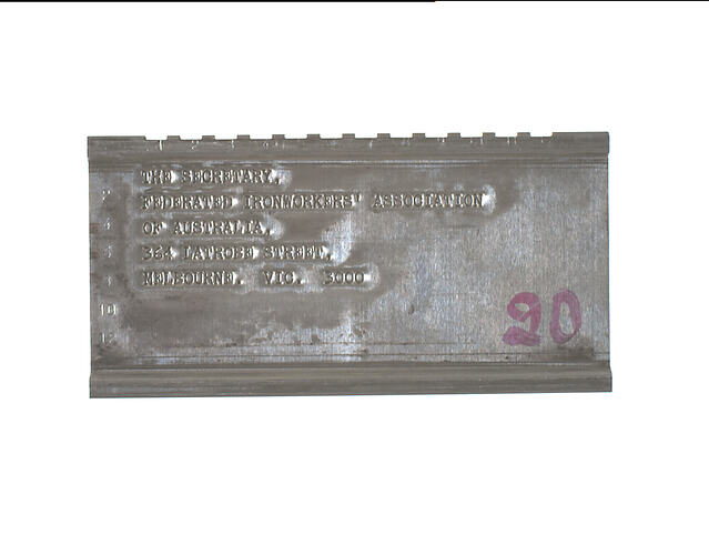 Address Plate - Federated Ironworkers' Association of Australia